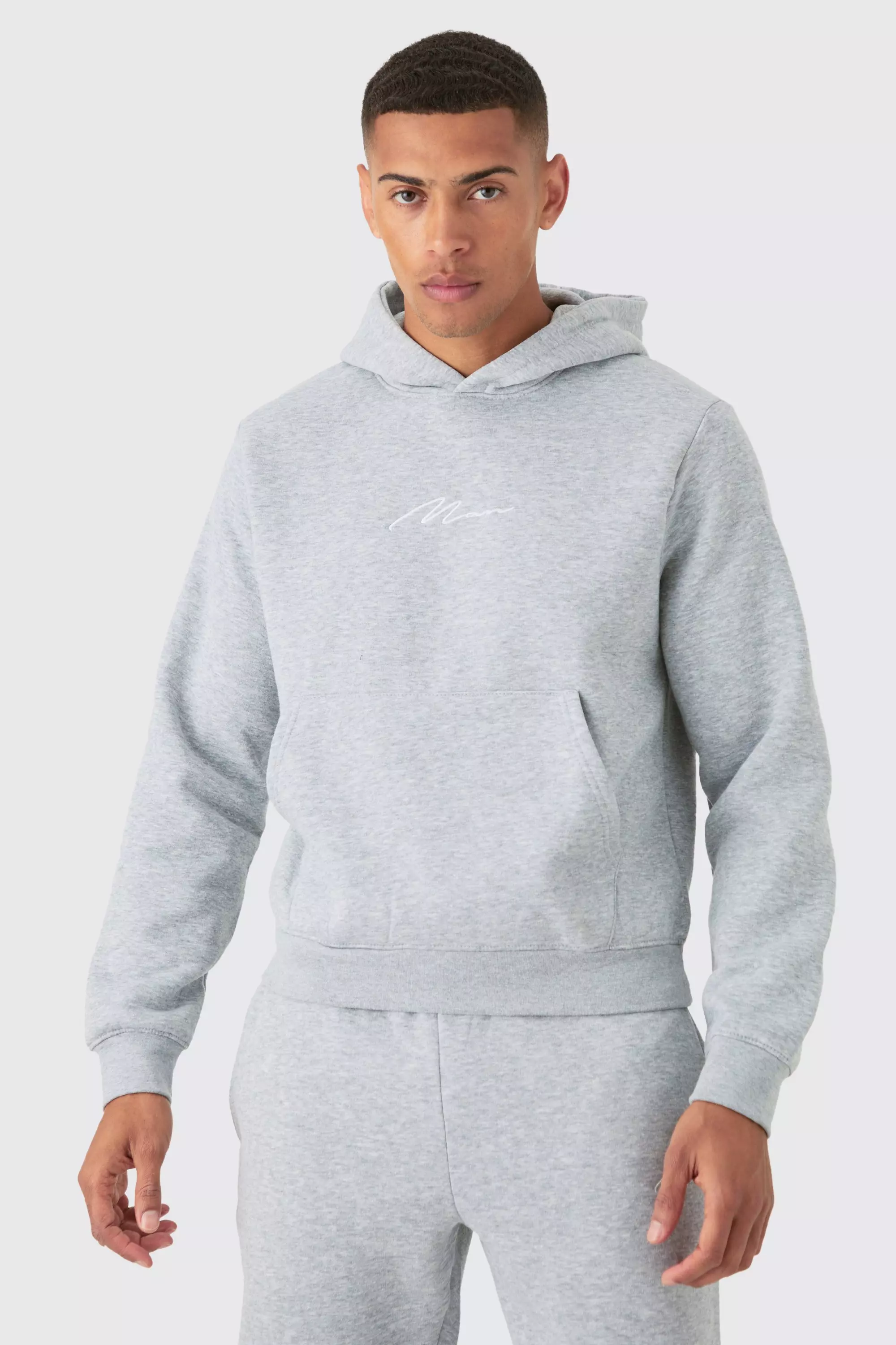 Grey boohooman tracksuit deals